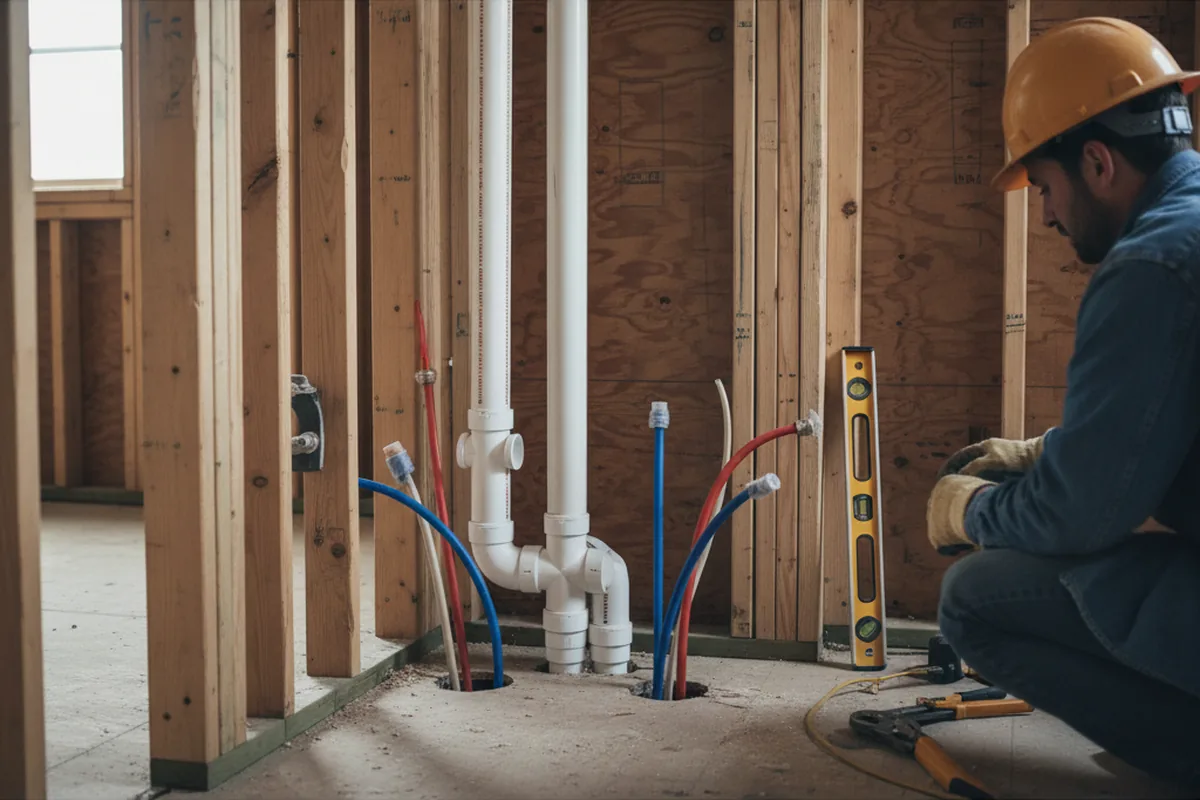 Drain and supply rough-in during Leak Detection in Shelby Gap